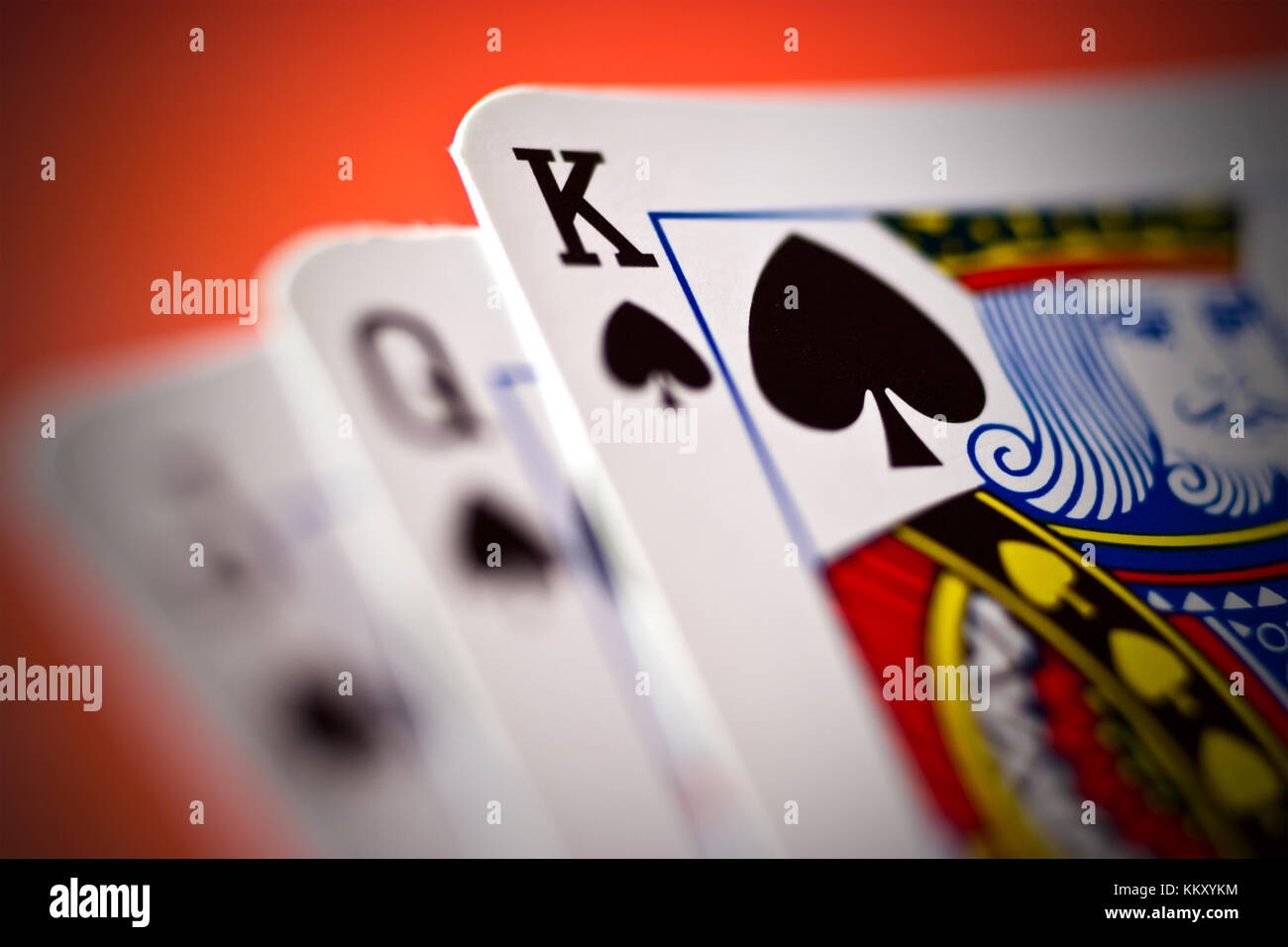 playing cards / J, Q, K card on the red background Stock Photo Alamy