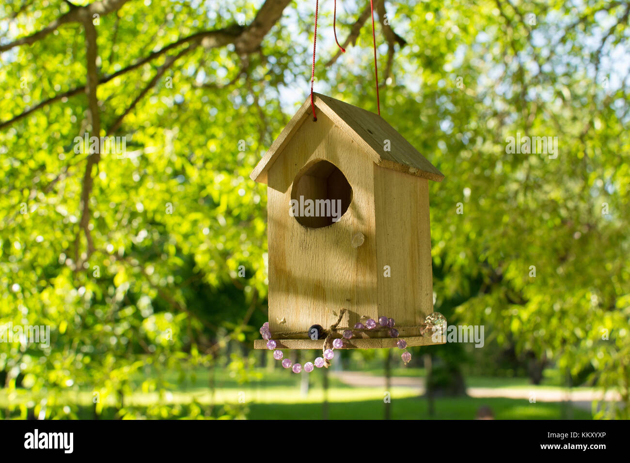 a house for birds summer crafts from wood in the Park Stock Photo