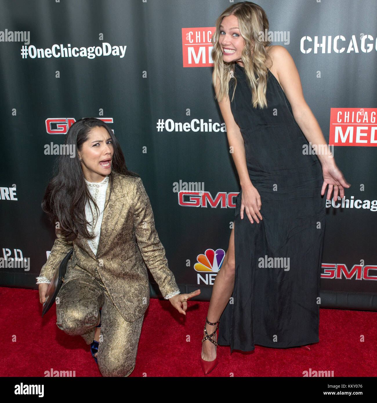 3rd annual NBC One Chicago Party featuring cast members from Chicago Fire, Chicago Med and Chicago P.D - Arrivals  Featuring: Miranda Rae Mayo, Tracy Spiridakos Where: Chicago, Illinois, United States When: 31 Oct 2017 Credit: WENN Stock Photo