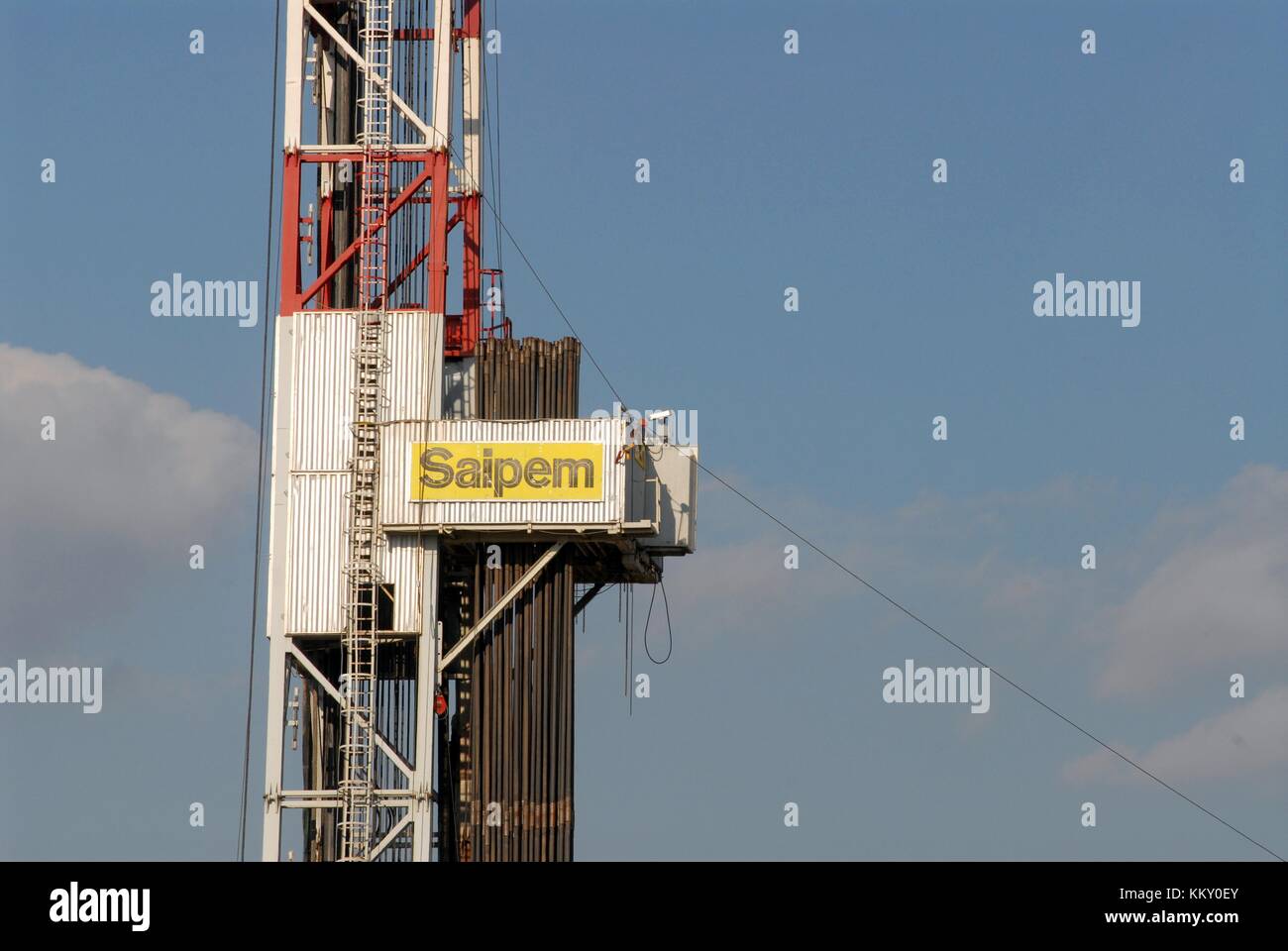 SAIPEM oil well and drill at Trecate (Novara, Italy)) Stock Photo