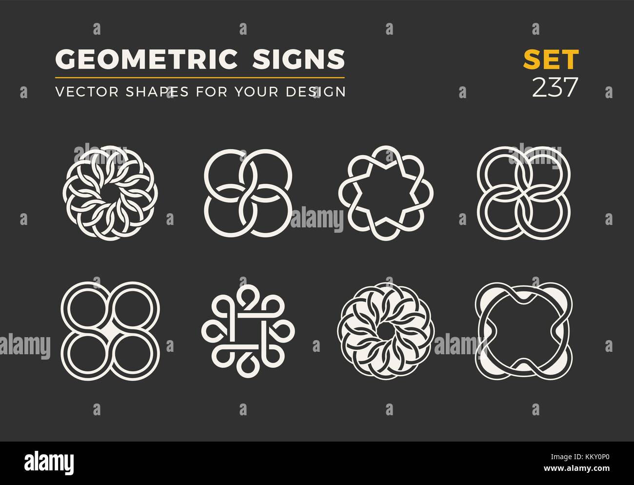 Set of eight minimalistic trendy shapes. Stylish vector logo emblems ...