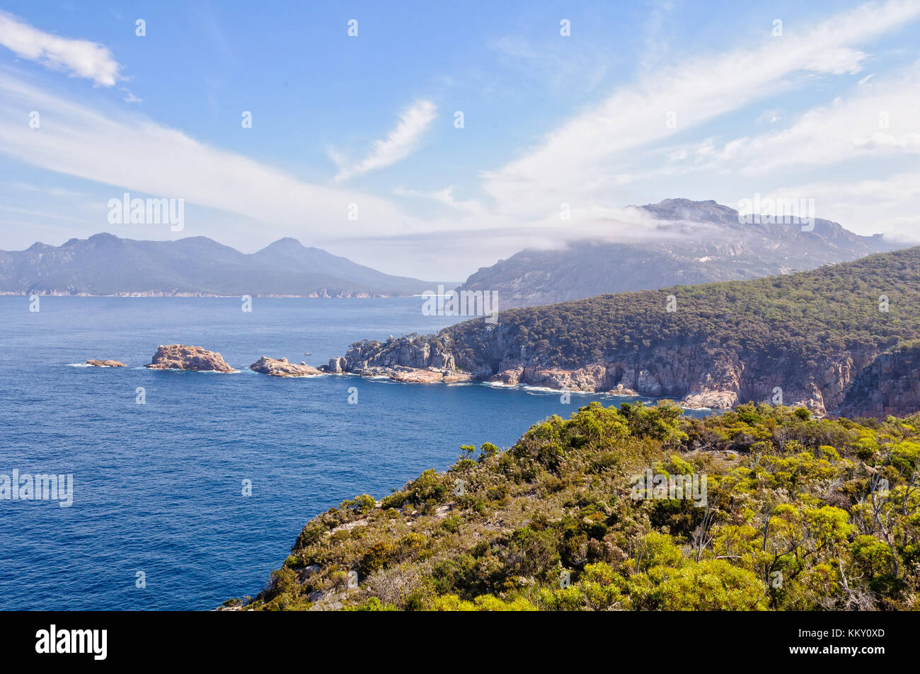 Light clouds over Carp Bay and The Hazards in the Freycinet National ...