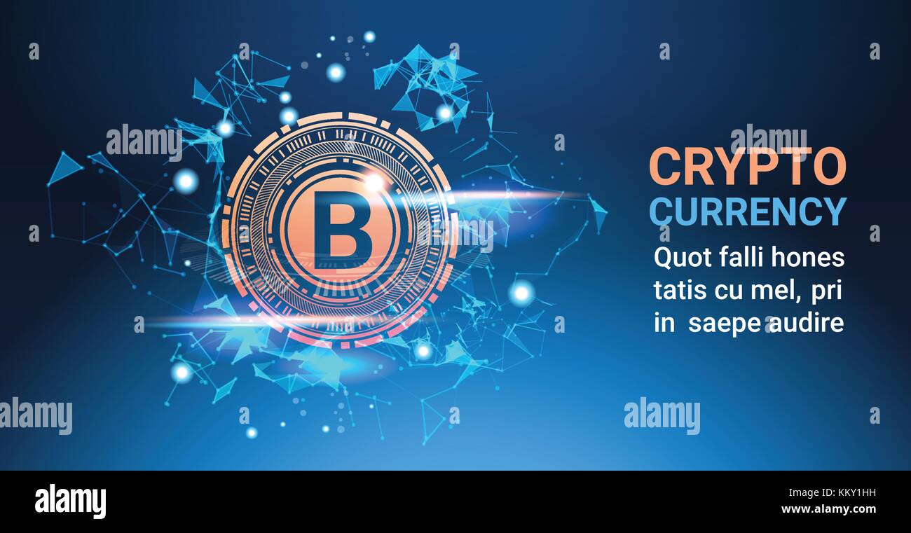 Crypto Currency Bitcoin On Blue Background Digital Web Money Modern  Technology Banner With Copy Space Stock Vector Image & Art - Alamy
