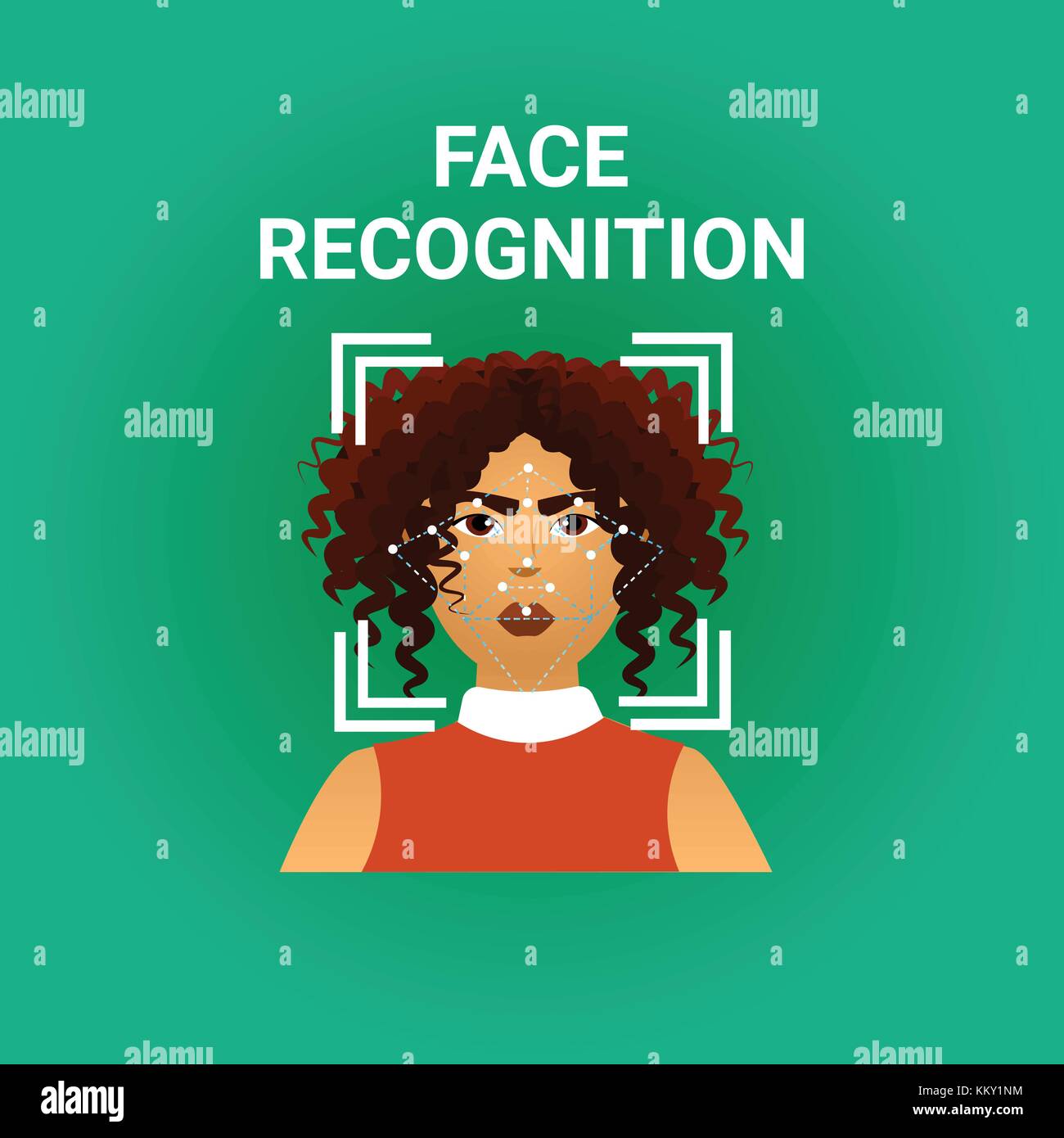 Biometrics Scanning Face Recognition Of Female Icon Modern ...