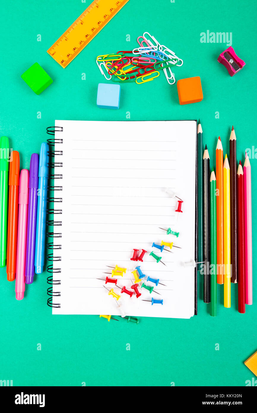 School Supplies. Concept Back to School. Top View. Flat Lay Stock Photo ...