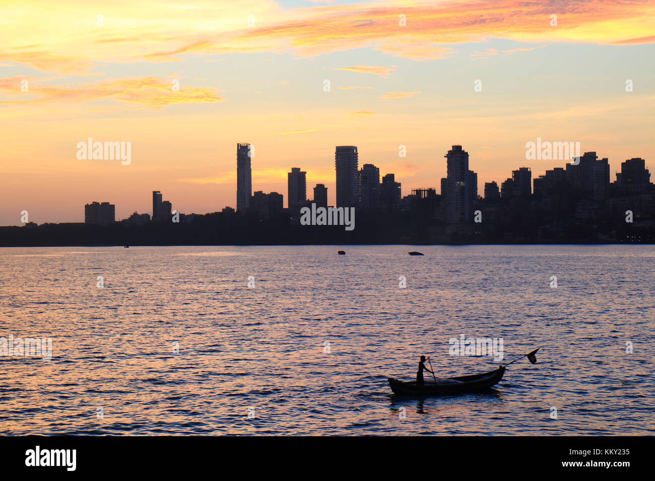 Mumbai downtown sunset cityscape India Stock Photo