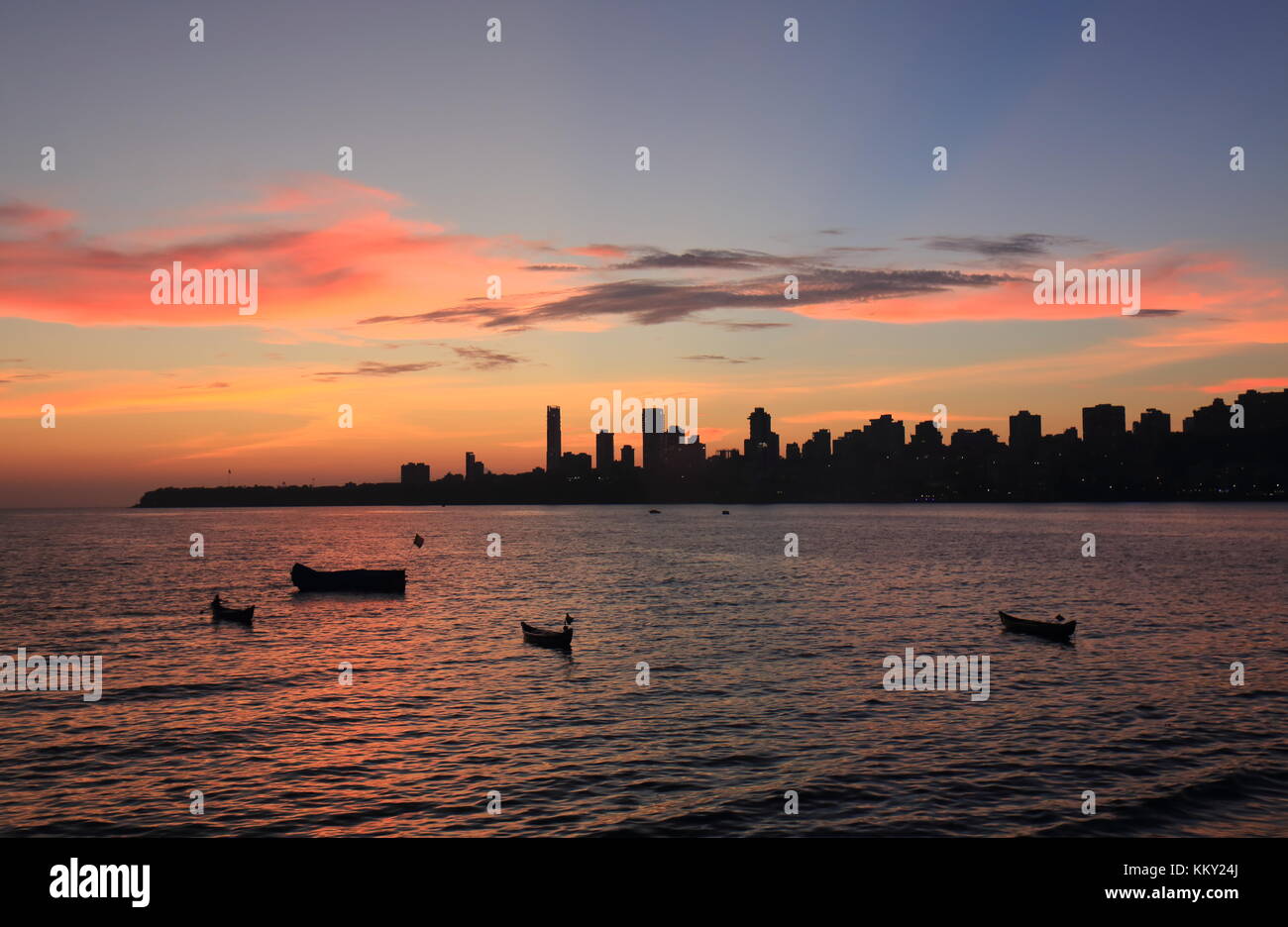 Mumbai downtown sunset cityscape India Stock Photo