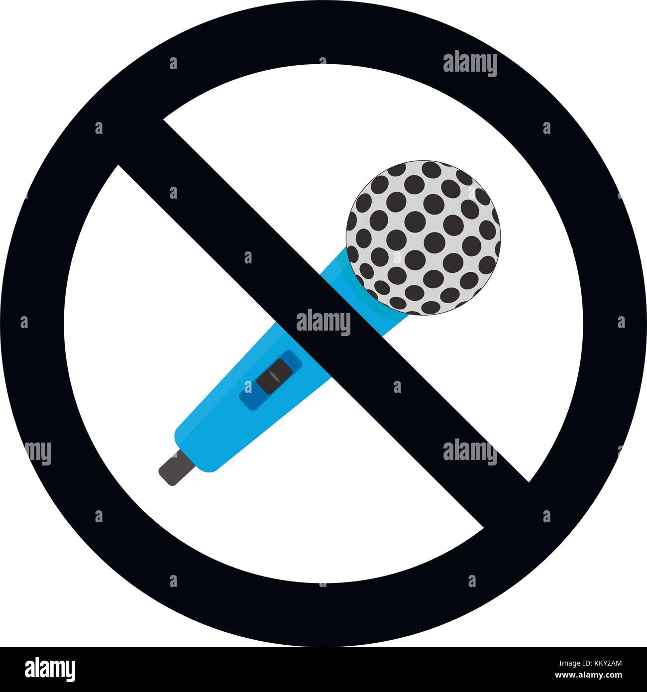 No microphone symbol. Sign ban mic, stop voice in microphone, not karaoke. Vector illustration Stock Vector