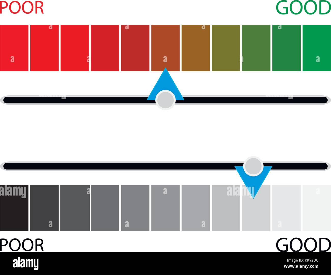 Indicator credit rating horizontal colored and black white. Vector