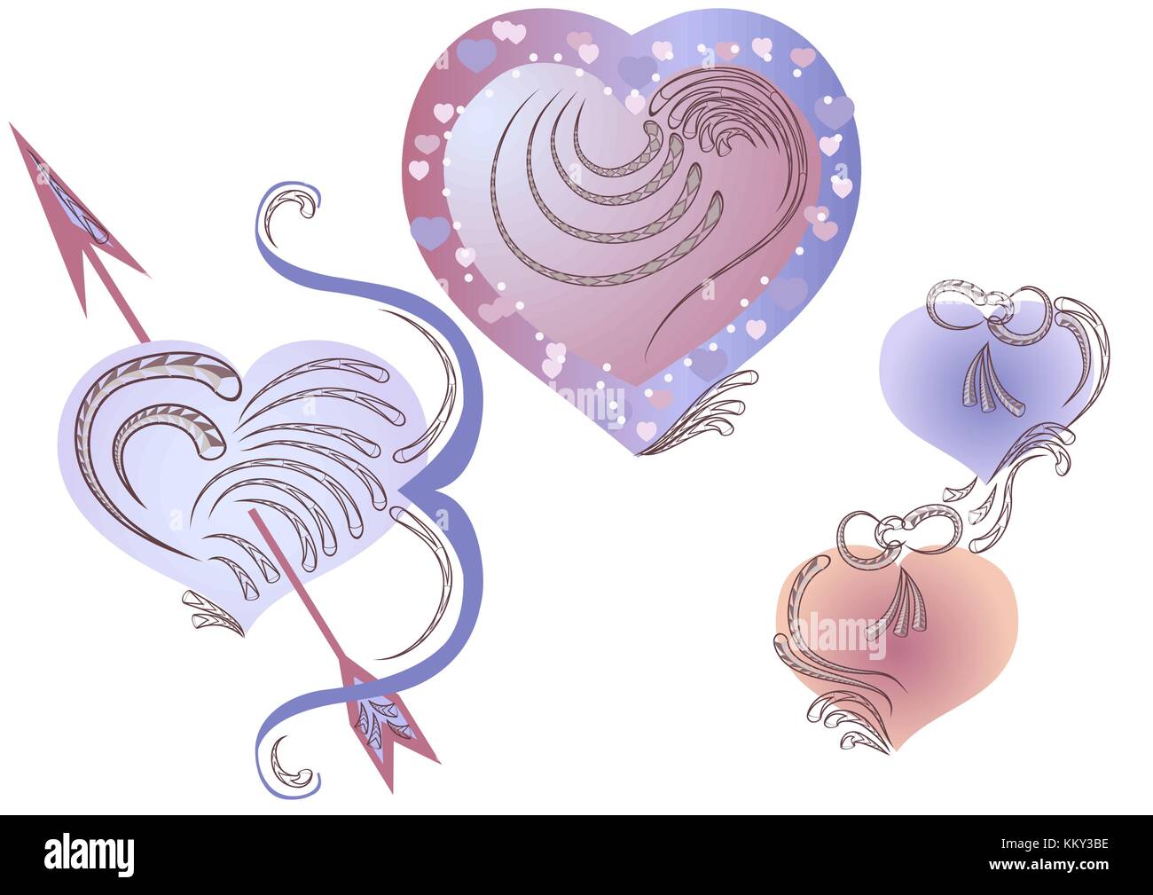 set for Valentines Day. hearts isolated on white Stock Vector Image ...