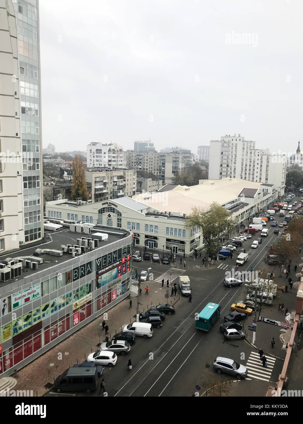 Odessa, Ukraine - November 17, 2017: Aerial view of a Panteleymonovskaya Street in Odessa, Ukraine. Stock Photo