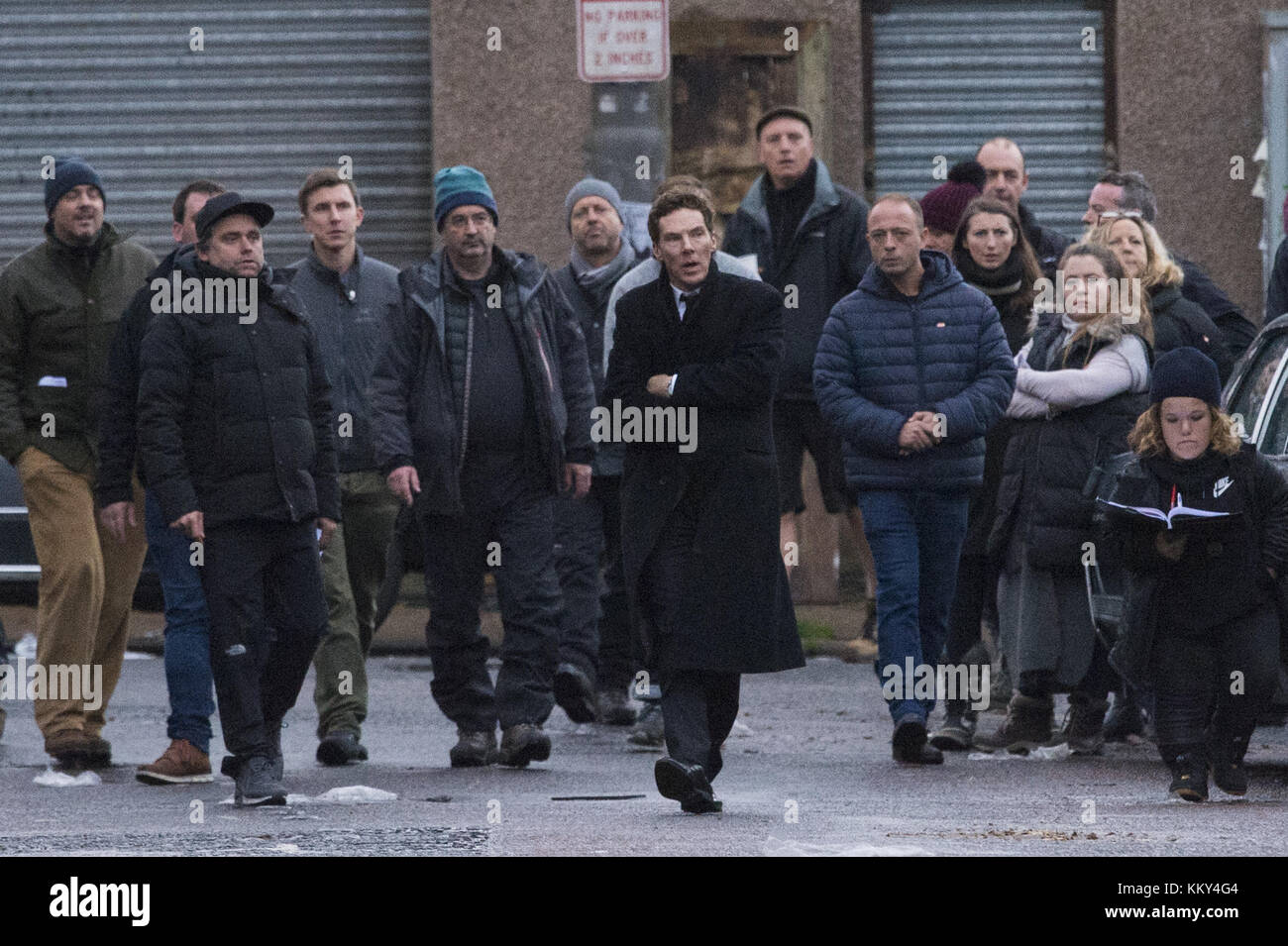 Barrowlands Market is transported into New York for the filming of 'Melrose' with Benedict Cumberbatch.  Featuring: Benedict Cumberbatch Where: Glasgow, United Kingdom When: 01 Nov 2017 Credit: WENN.com Stock Photo