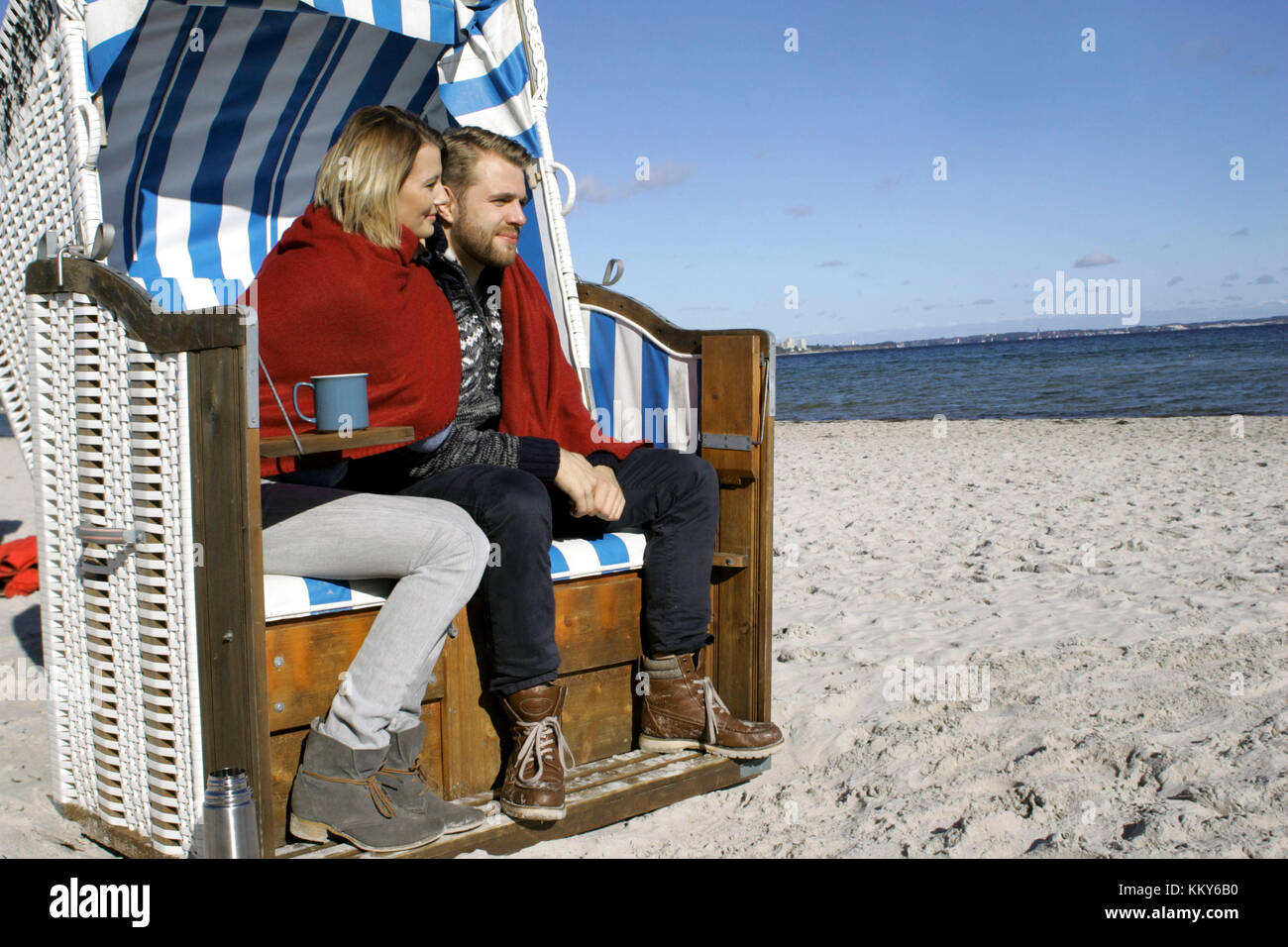 Couple, rest, beach chair, Stock Photo