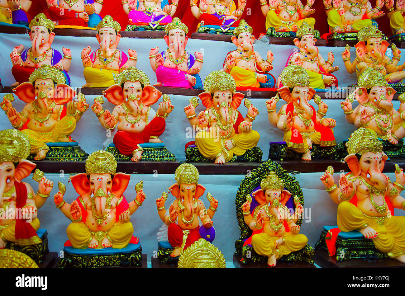 Plaster of Paris and clay idols of Lord Ganesha, also known as Ganapati