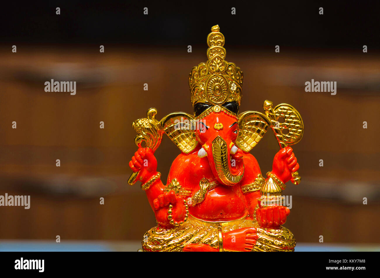 An idol of Lord Ganesha, also known as Ganapati or Vinayaka, his image is found throughout India, Sri Lanka, Thailand and Nepal, is one of the best kn Stock Photo