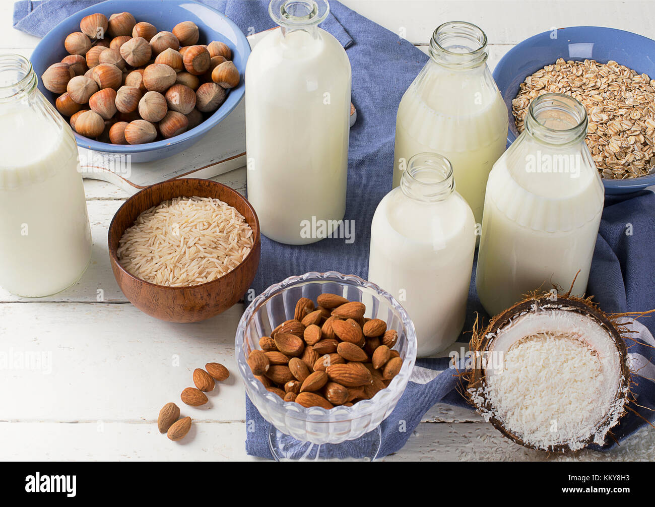 Alternative types of milks. Vegan nondairy milk Stock Photo Alamy