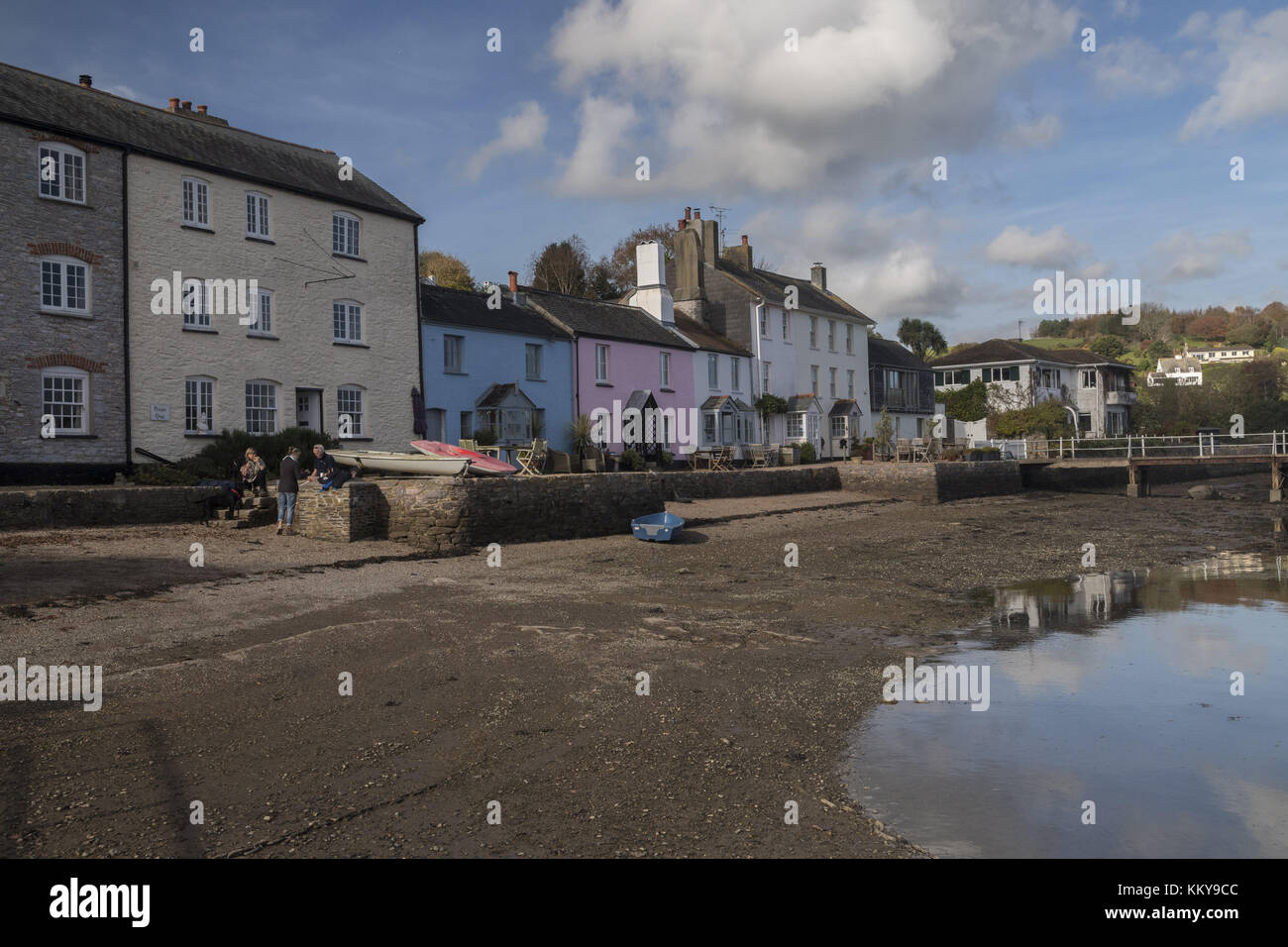The ferry port at Lower Dittisham, on The Dart Estuary in autumn, South Devon. Stock Photo