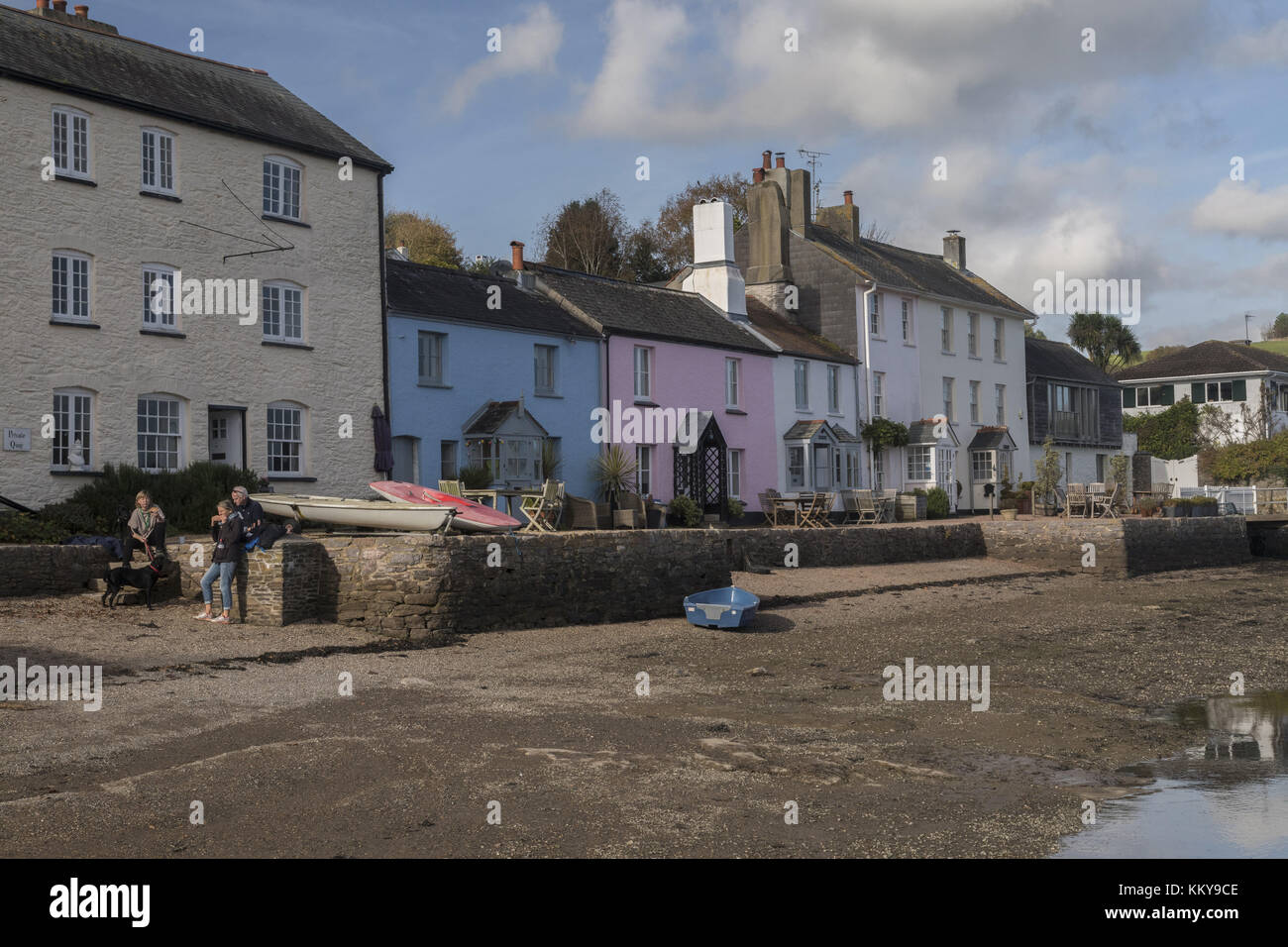 The ferry port at Lower Dittisham, on The Dart Estuary in autumn, South Devon. Stock Photo
