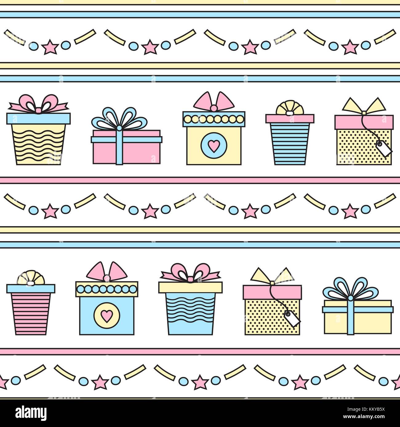 Seamless pattern with gifts . Vector line art Stock Vector Image & Art ...