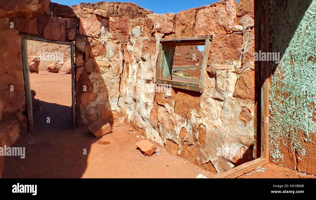 Abandoned Old Rock House below Vermilion Cliffs west of Lees Ferry in