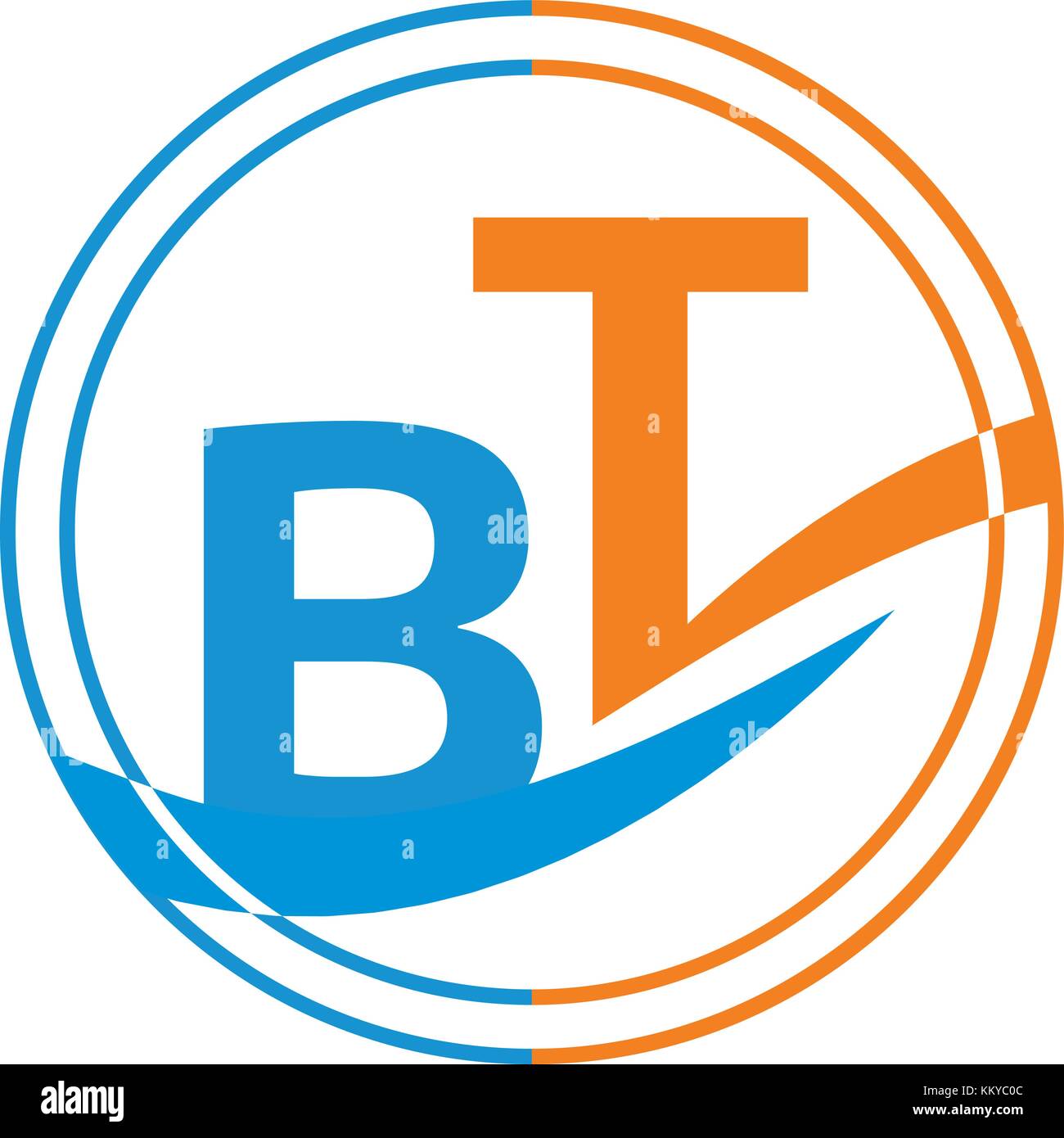 BT Logo supported by hands like shapes to show cooperation and the two circles denote protection Stock Vector