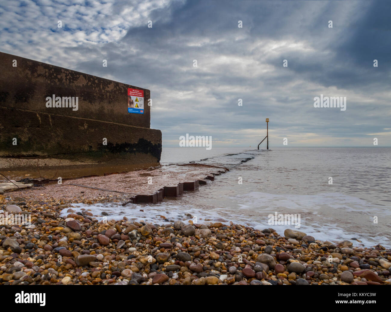 Concrete sea defence at Port Royal,Sidmouth, Devon. The Port Royal area is to be redeveloped. Stock Photo