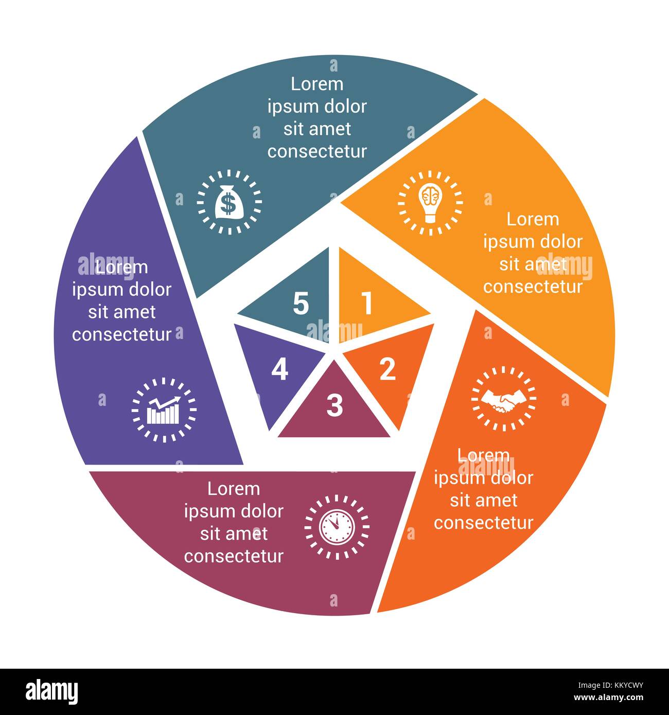 Infographic Business Pie chart for 5 options step by step processes ...