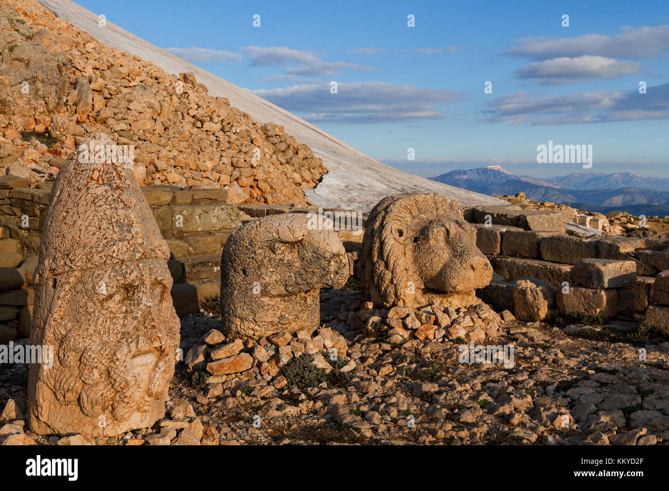 Giant statue heads built in the 1st century BC on the Nemrut Mountain