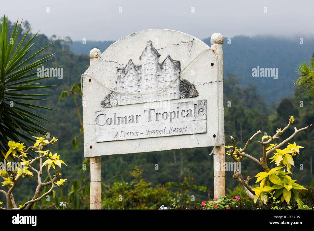 Town sign at Colmar, Berjaya Hills, Pahang, Malaysia Stock Photo