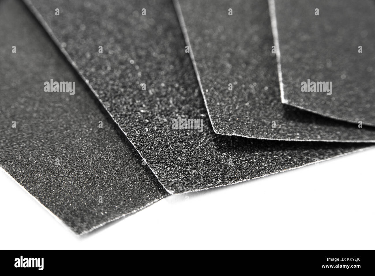 Black sandpaper sheets water proof on the white background Stock Photo
