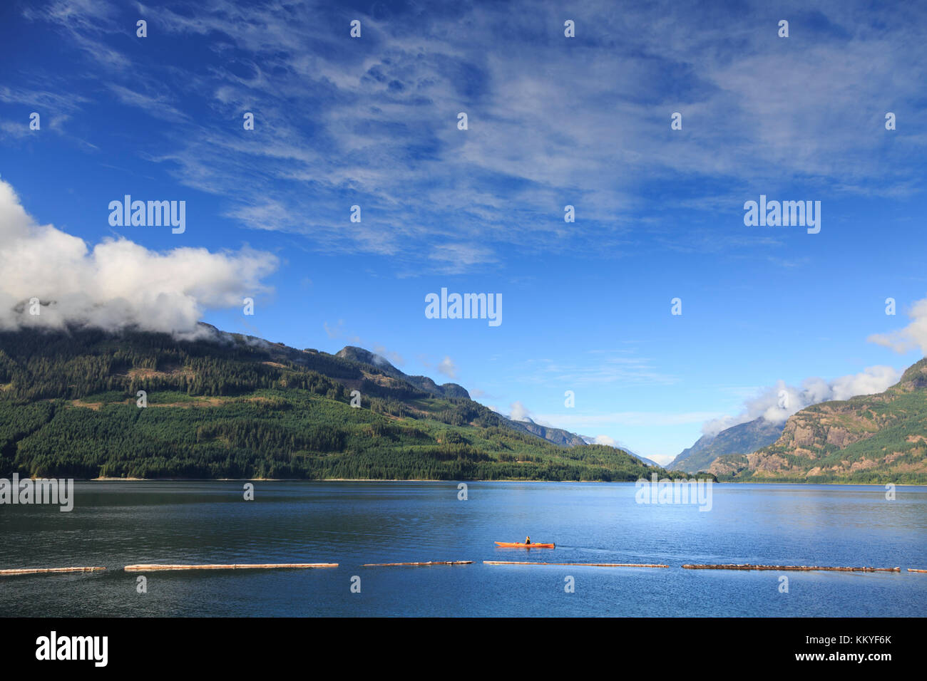 Kayaker on Upper Campbell Lake in Strathcona Proviental Park, Vancouver