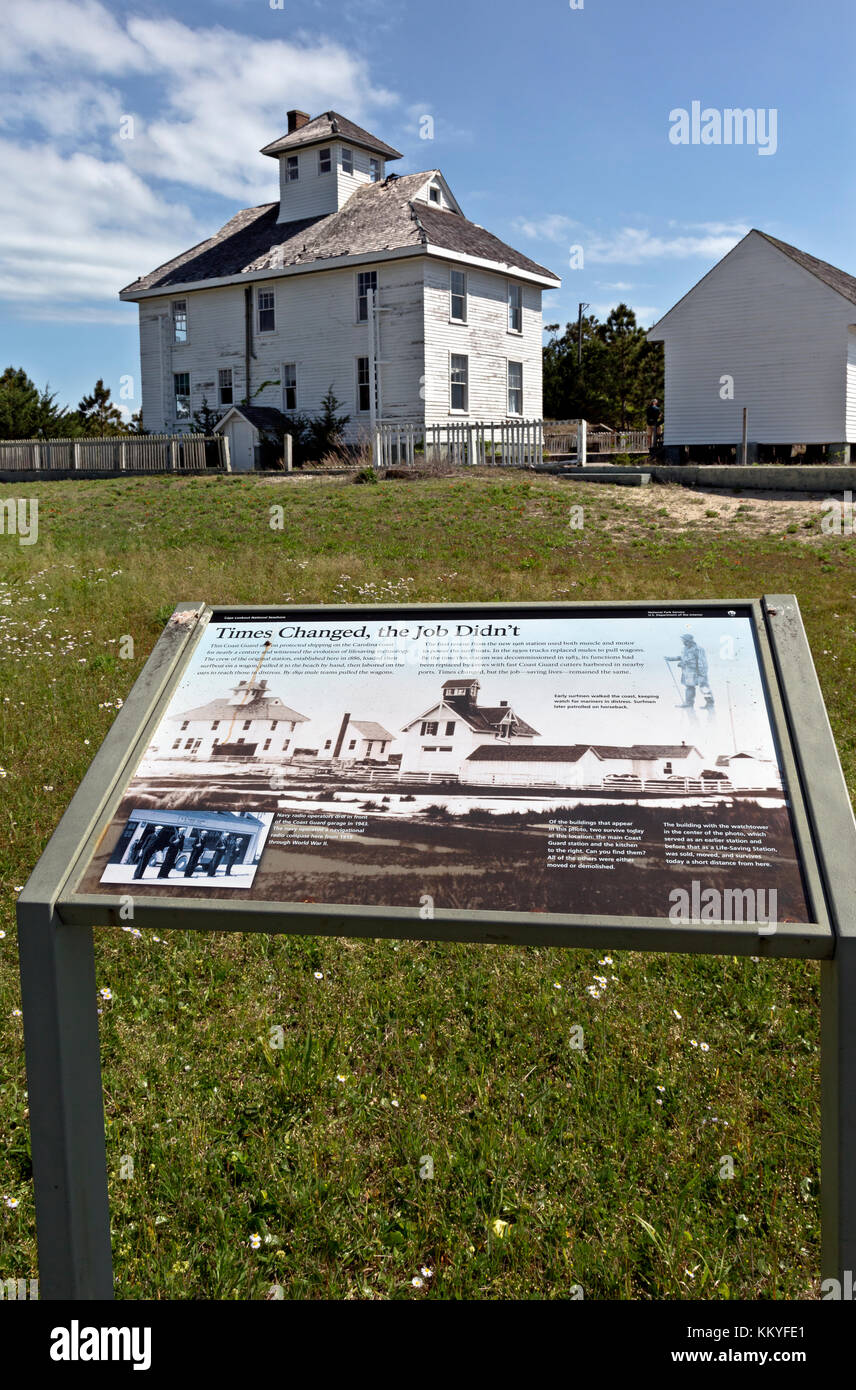 NC00998-00...NORTH CAROLINA -  The old Life Saving Station/Coast Guard Station now preserved in the Cape Lookout Historic Village area of Cape Lookout Stock Photo