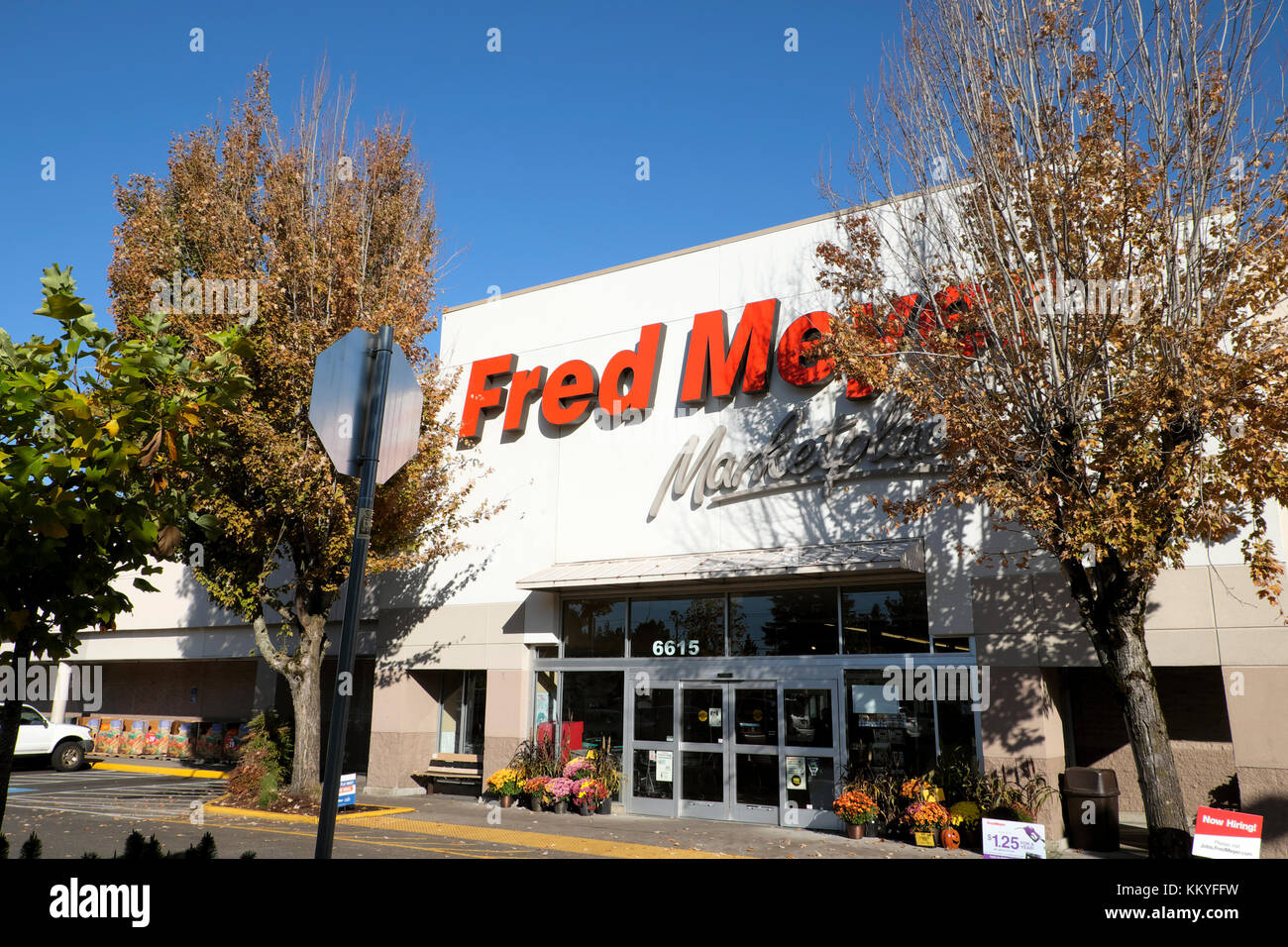 Fred Meyer supermarkets sign outside the store in Portland Oregon USA