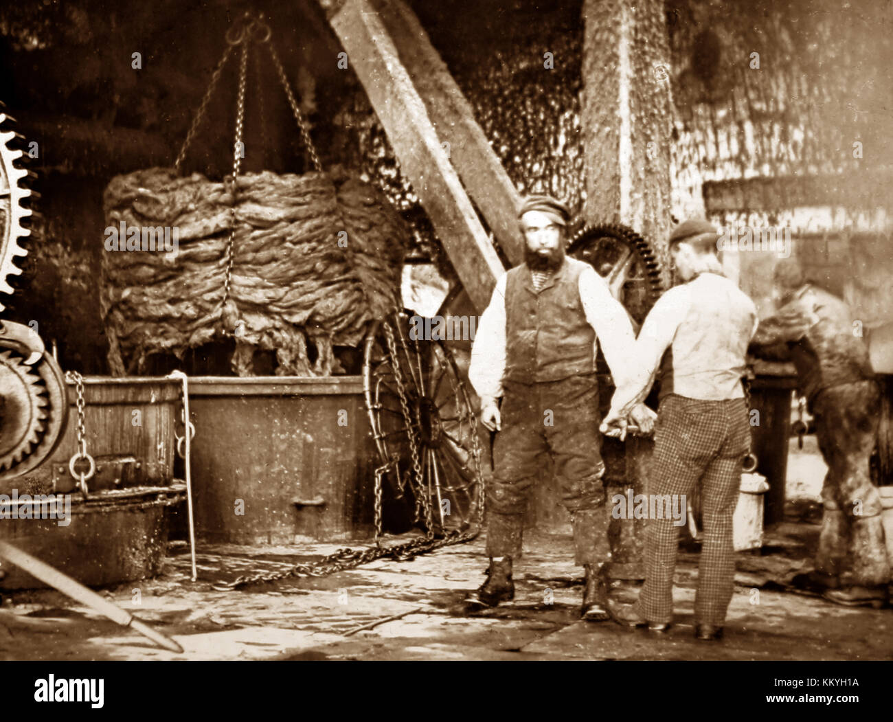 Bleaching, linen production, Victorian period Stock Photo