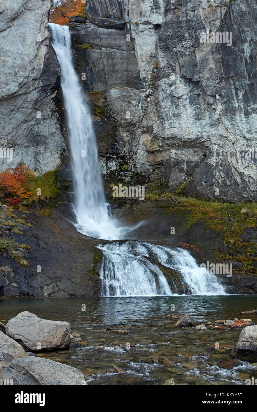El Chorrillo Waterfall near El Chalten, Parque Nacional Los Glaciares, Patagonia, Argentina, South America Stock Photo