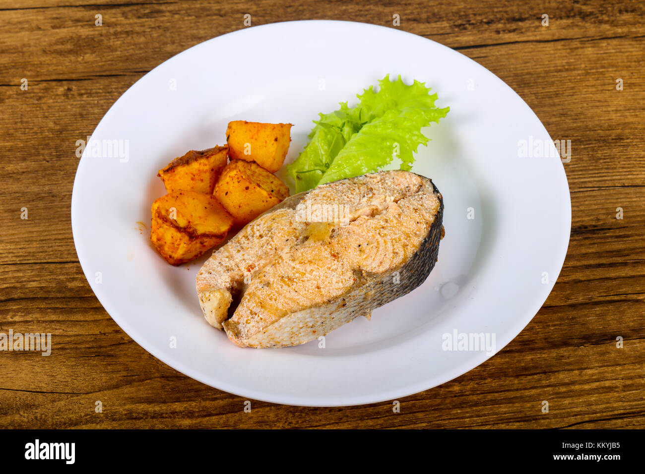 Steamed salmon with thyme Stock Photo Alamy