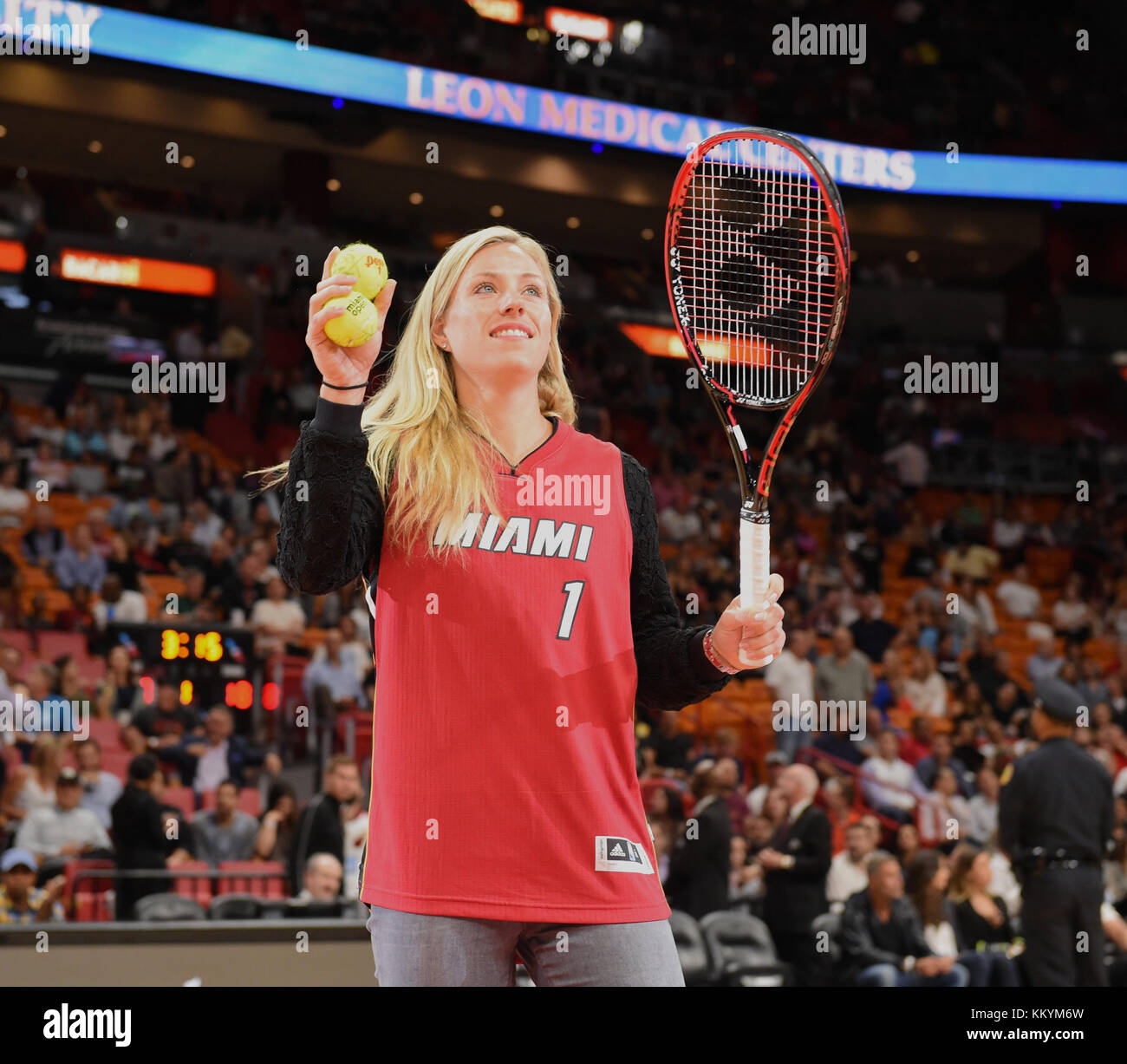 MIAMI, FL - MARCH 21: Tennis Player Angelique Kerber at the Miami Heat game  on March 21, 2017 at American Airlines Arena in Miami, Florida. People:  Angelique Kerber Transmission Ref: FLXX Stock Photo - Alamy
