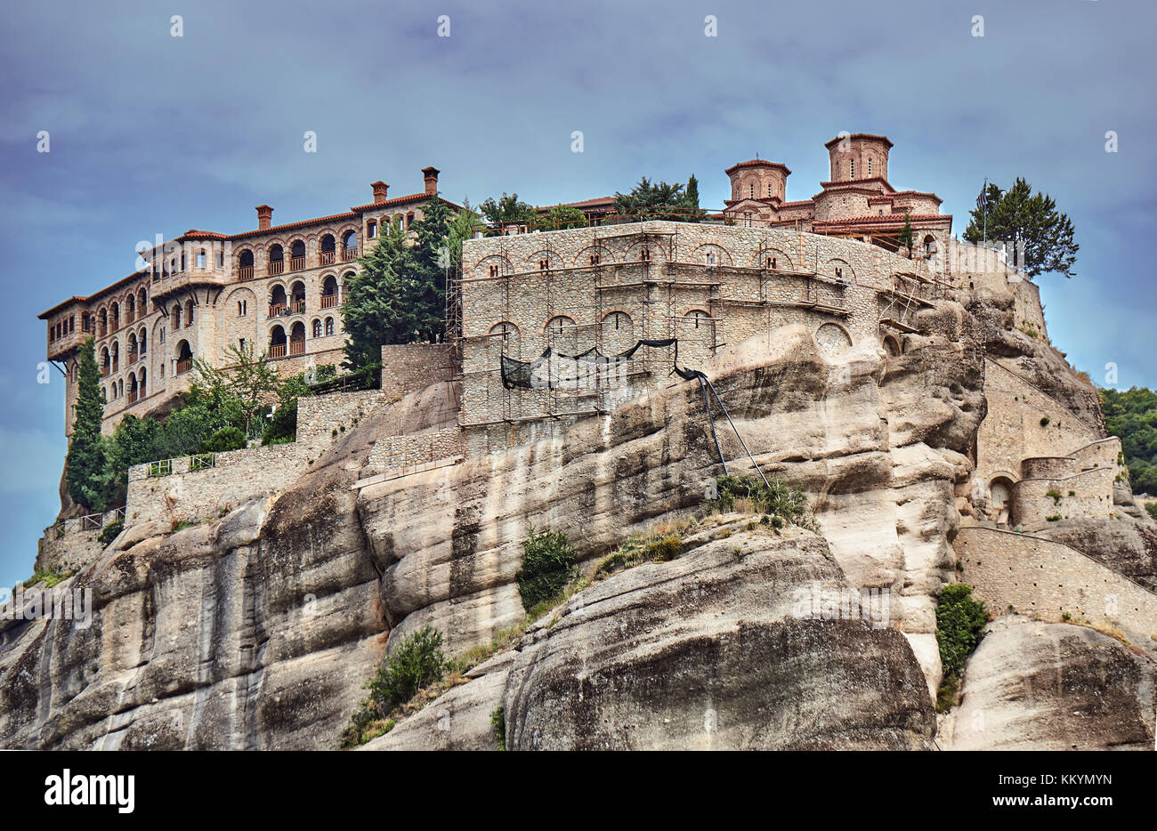 The Orthodox medieval monastery on top rock Meteora Stock Photo - Alamy