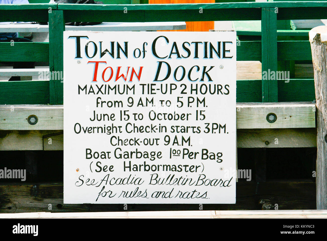 Sign at the town dock in Castine, Maine, UK Stock Photo Alamy