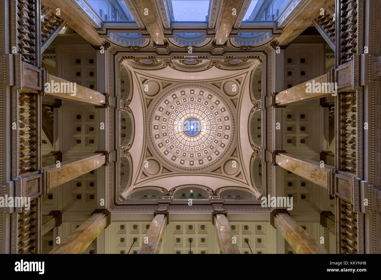 Wisconsin Public Library Ceiling and inner dome from the lobby floor of the historic Milwaukee ...