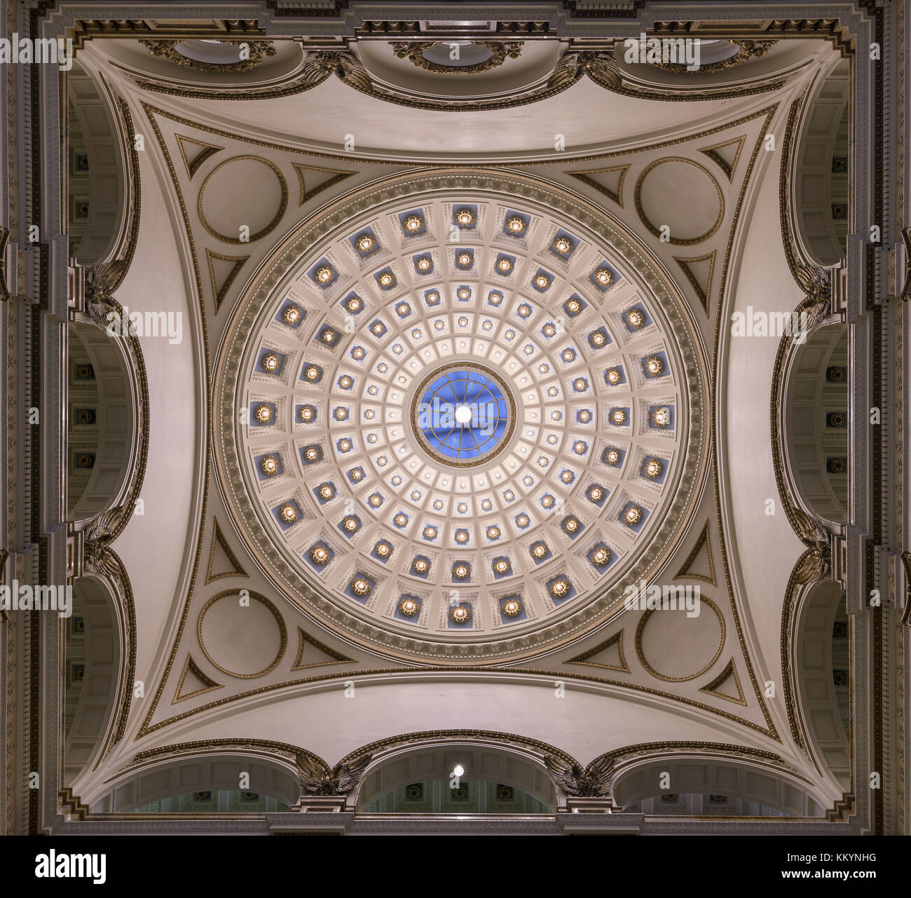 Ceiling And Inner Dome From The Lobby Floor Of The Historic