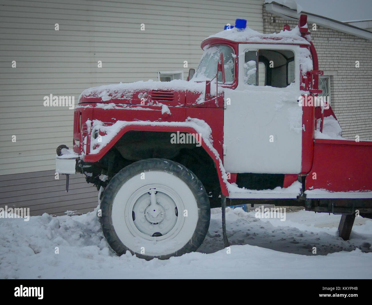 Rescue emergency vehicle city snow close up no people Stock Photo