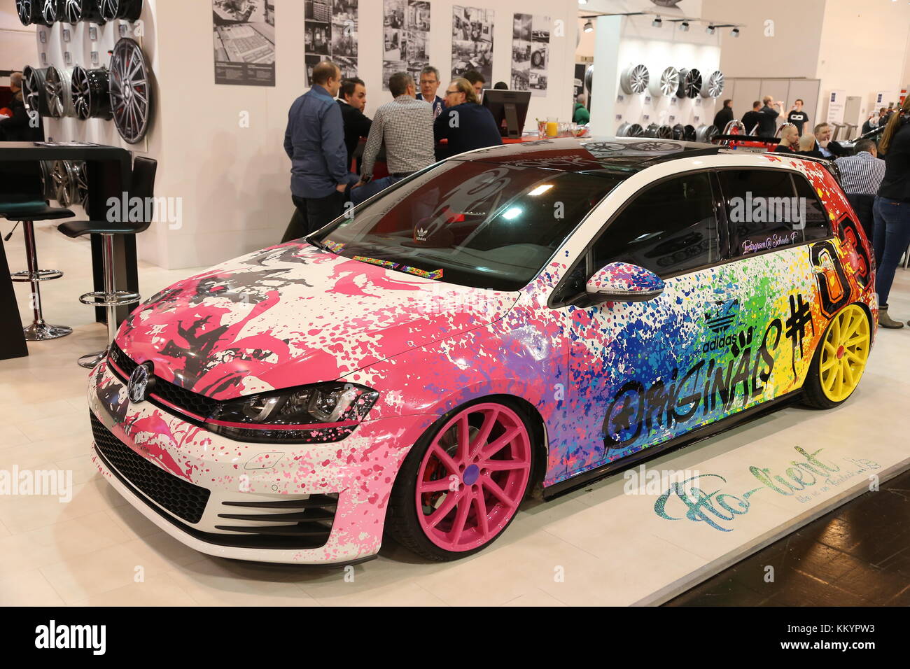 Essen, Germany. 01st Dec, 2017. VW Golf GTI on display at the Essen Motor  Show on December 01, 2017 at the fair grounds in Essen, Germany. The motor  show presents motorcycles, cars