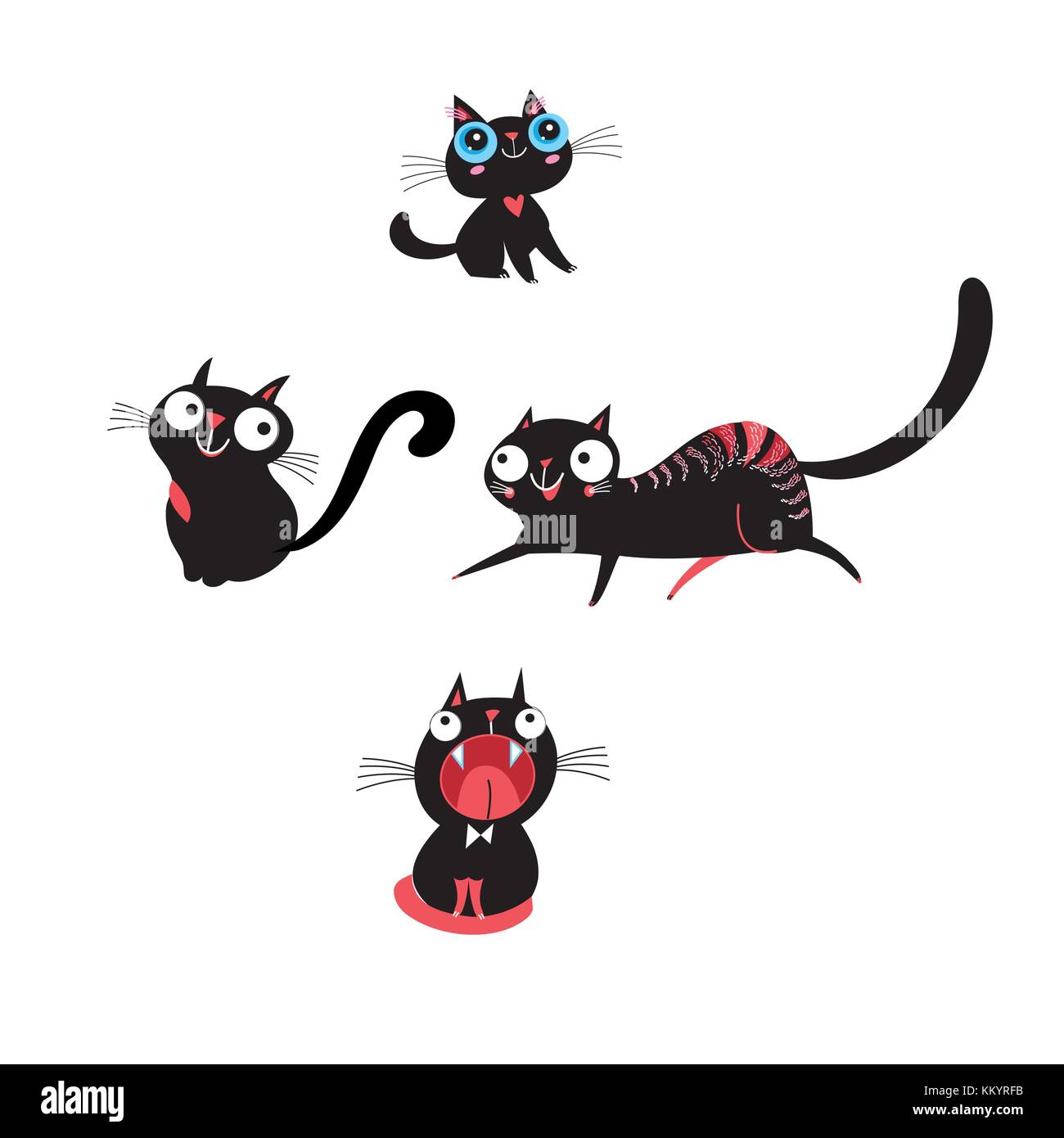 Vector set of kittens in different poses on a white background Stock Vector