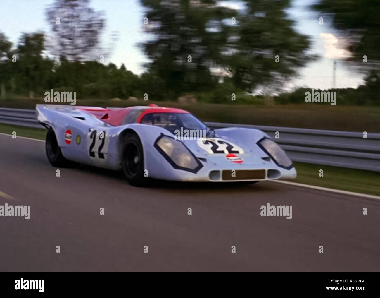 Steve McQueen as racing car driver Michael Delaney driving for Gulf Team in a Porsche 917 from ‘Le Mans’ (1971) directed by Lee H. Katzin. Stock Photo