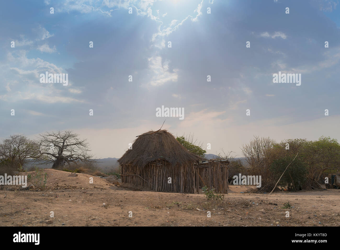 small African village with imbondeiros. Angola Stock Photo - Alamy