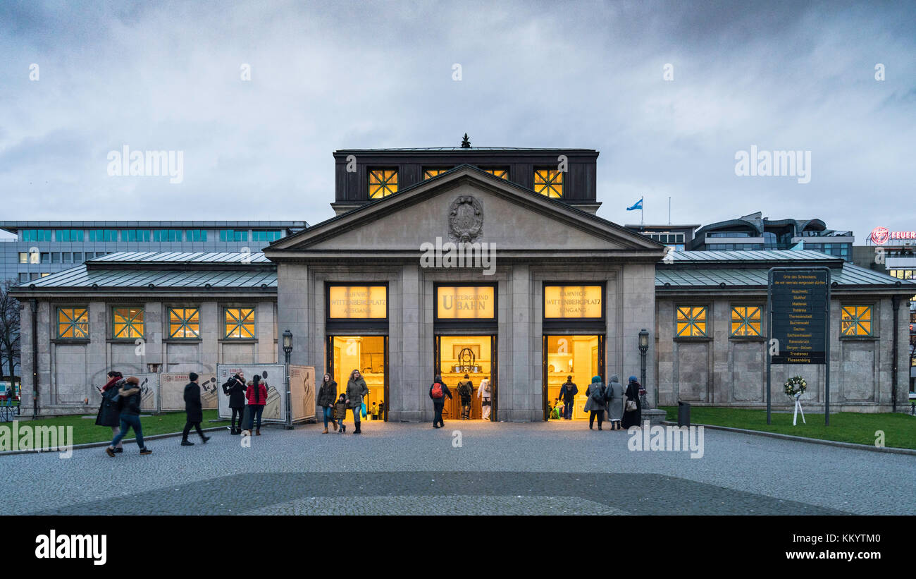 Exterior view of historic old Wittenbergplatz underground railway station in Berlin, Germany Stock Photo
