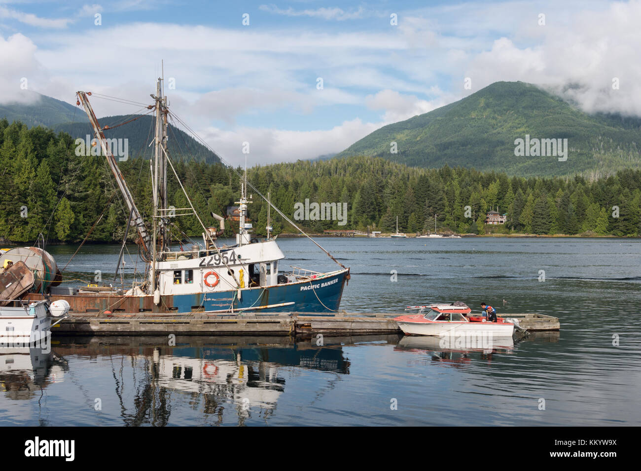 Ucluelet, BC, Canada - 8 September 2017: Fishing boats at Ucluelet Harbour Stock Photo