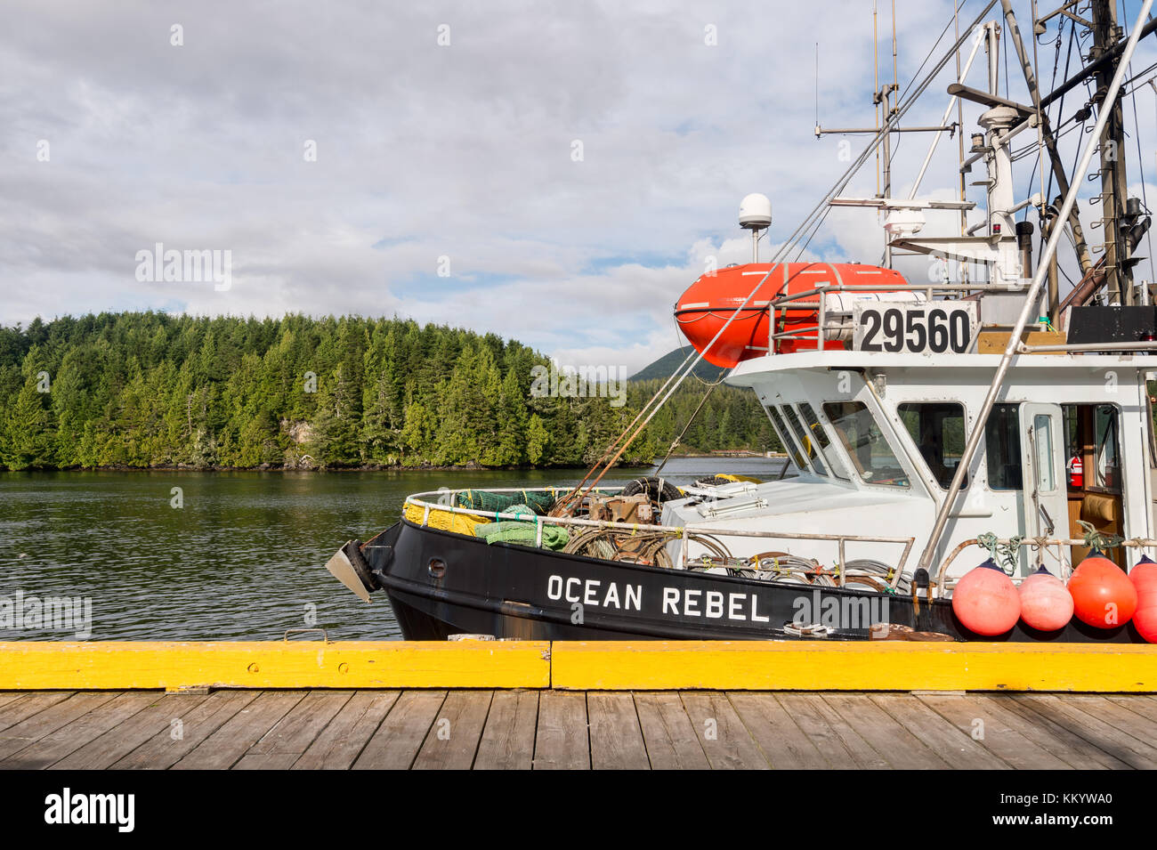 Ucluelet, BC, Canada - 8 September 2017: Fishing boat at Ucluelet Harbour Stock Photo
