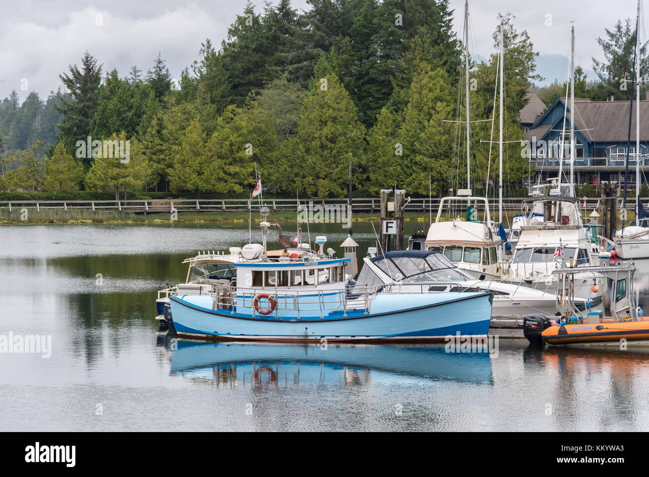 Ucluelet, BC, Canada - 10 September 2017: Fishing boat at Ucluelet Marina Stock Photo